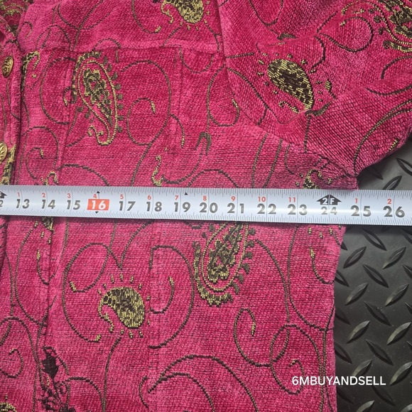 Alexku Pink Gold Floral Embroidered Jacket Boho Vintage Womens PL - Picture 9 of 11